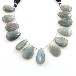 Blue Flashes Labradorite Faceted Pear Briolettes Beads, (LAB26x12PR) - Beadspoint