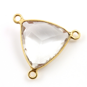 Rock Crystal Faceted Triangle Bezel, (BZC-9083-CRY) - Beadspoint