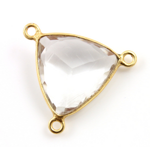 Rock Crystal Faceted Triangle Bezel, (BZC-9083-CRY) - Beadspoint