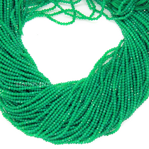 Green Onyx Micro Faceted Rondelle Beads, (GNX-2.5FRNDL) - Beadspoint