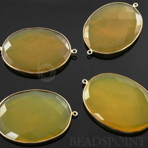 Yellow Chalcedony Large Oval Connector,  (BZC7498-A) - Beadspoint