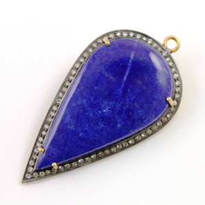 Lapis w/ White Sapphire, 1 Piece (LPS/WTZ/47x27) - Beadspoint