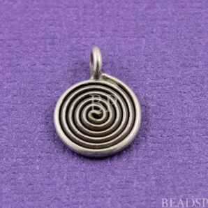 Thai Hill Tribe Flat Coiled Spiral Swirl Charm, (8110-TH) - Beadspoint