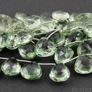 Sage Green Amethyst Faceted Heart Drops, (4GAM14x14-15x15HRT) - Beadspoint