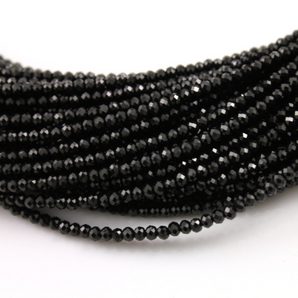 Black Spinel Micro Faceted Rondelle Beads, (BSPN/1mm/MICRO) - Beadspoint