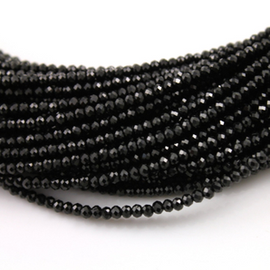 Black Spinel Micro Faceted Rondelle Beads,  (BSPN/1mm/MICRO) - Beadspoint