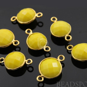 Yellow Turquoise Faceted Coin Connector, (BZC7238) - Beadspoint