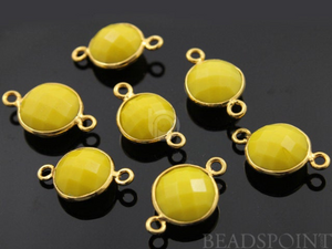 Yellow Turquoise Faceted Coin Connector, (BZC7238) - Beadspoint