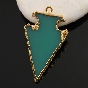 Chrysophase Electroplated  Arrowhead Pendant,(BZC9026/CHRY/LG) - Beadspoint