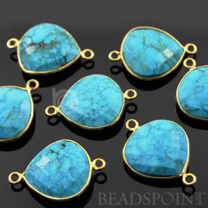 Turquoise Faceted Heart Connector, (BZC7112) - Beadspoint