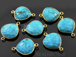 Turquoise Faceted Heart Connector, (BZC7112) - Beadspoint