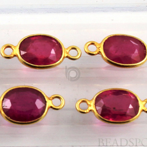 Natural Ruby Faceted Oval Connector, (RBY004) - Beadspoint