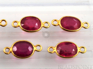 Natural Ruby Faceted Oval Connector, (RBY004) - Beadspoint