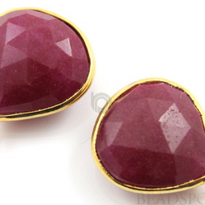 Dyed Ruby Faceted Heart Bezel, Gold Vermeil, 20 mm ( BZC7046(A) - Beadspoint