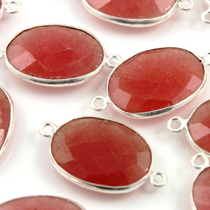 Dyed Sunstone Faceted Oval Connector,(BZCT1007) - Beadspoint