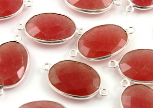 Dyed Sunstone Faceted Oval Connector,(BZCT1007) - Beadspoint