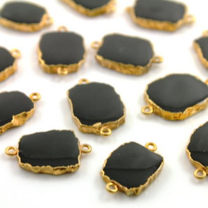 Black Onyx Gold Electroplated Connector, (BZC9030/BLK/CNT) - Beadspoint