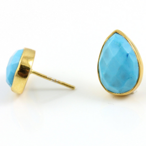 Turquoise Ear Studs w/Ear nuts, (ST/TURQ/02) - Beadspoint