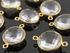 Mined Rock Crystal Faceted Puff Coin Bezel Connector, (BZC7125)