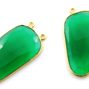 Green Onyx Faceted Fancy Bezel, (GNXFNCY-A) - Beadspoint