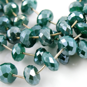 Green Onyx Mystic finish Faceted Roundels, (GNXM/FRNDL/10) - Beadspoint