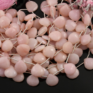 Natural Pink Opal Micro Faceted Tear Drop Heart, AAA Quality Gemstone, 10x11mm, 1 Strand (POPL/10X11/HT) - Beadspoint