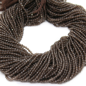 Smokey Roundel Micro Faceted Rondelle Beads, (SMOKY-2.5FRNDL) - Beadspoint