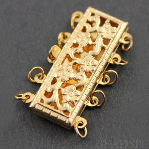 Gold Filled Rectangle Filigree Clasp with 5 Ring,(GF/411/5) - Beadspoint