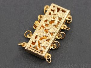 Gold Filled Rectangle Filigree Clasp with 5 Ring,(GF/411/5) - Beadspoint