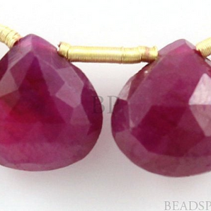 Ruby  Faceted Heart Drops , (Rby6-8Hrt) - Beadspoint