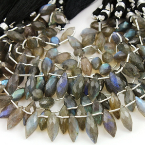 Labradorite w/ Blue Flash Faceted Marquise, (LAB/Mrq/8x16) - Beadspoint