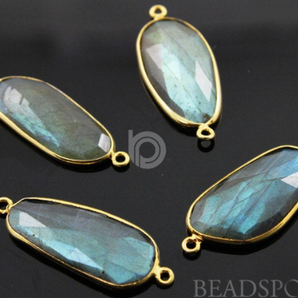 Labradorite Faceted Bezel Connector, 18x40 mm (LABC020-N) - Beadspoint