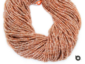 Peach Moonstone Micro Faceted Rondelle Beads, (PEACHMOON-2.5RNDL) - Beadspoint