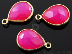 Fuschia Pink Chalcedony Faceted Baby Pear Bezel, (BZC7392-A) - Beadspoint
