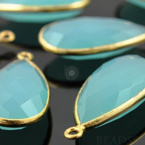 Aqua Blue Chalcedony Faceted Pear Bezel, (BZC7051) - Beadspoint