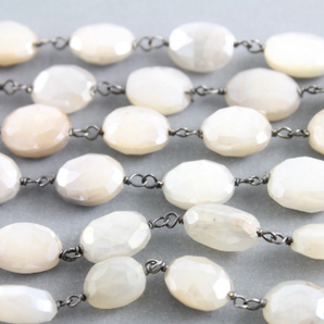 Mystic Moonstone Faceted Oval Chain,(RS-MNS-166) - Beadspoint