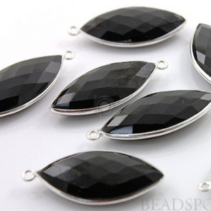 Black Onyx Faceted Marquise Bezel, (SSBZC7176) - Beadspoint