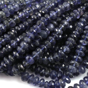 Iolite Faceted Rondelle Beads, 6 Inch long (IOL/FRNDL/5-7MM) - Beadspoint