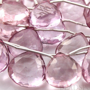 Pink Topaz Faceted Heart Drops, (PTZ12-14HRT) - Beadspoint