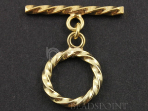 Sterling Silver Vermeil Twisted Wire Pattern Toggle (VM/6522) - Beadspoint