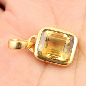 Citrine Asscher Rectangle Pendant, (CIT/PDT/01) - Beadspoint