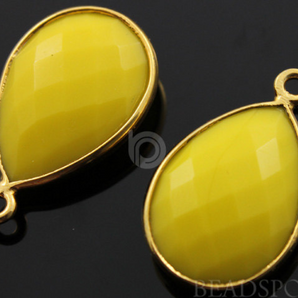 Yellow Turquoise Faceted Baby Pears Bezel, (BZC7561) - Beadspoint