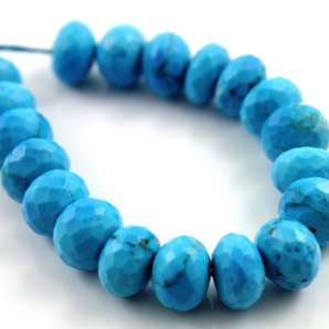 Turquoise (American) Faceted Roundels, (TURQ/frndl/12) - Beadspoint