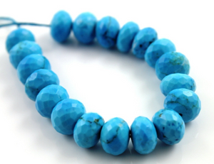 Turquoise (American) Faceted Roundels, (TURQ/frndl/12) - Beadspoint