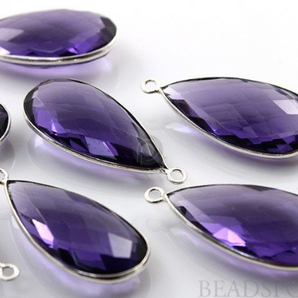 Purple Amethyst Faceted Pear Bezel, (SSBZC6025) - Beadspoint