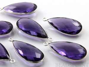 Purple Amethyst Faceted Pear Bezel, (SSBZC6025) - Beadspoint