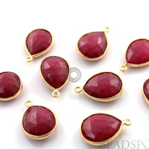 Dyed Ruby  Faceted Pear Bezel, (BZC7288-B) - Beadspoint