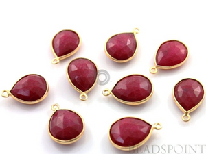 Dyed Ruby  Faceted Pear Bezel, (BZC7288-B) - Beadspoint