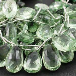 Green Amethyst Faceted Pear Shape Drops, (GAM10x14-12x18) - Beadspoint