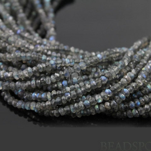 Grey Labradorite Micro Faceted Roundels, (LABMICFrndl) - Beadspoint